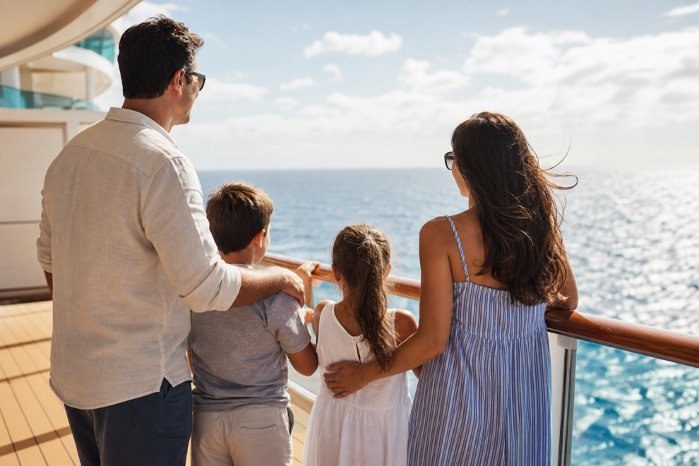 Tips for Family Cruises 15 Family cruising with kids on a sunny cruise ship deck