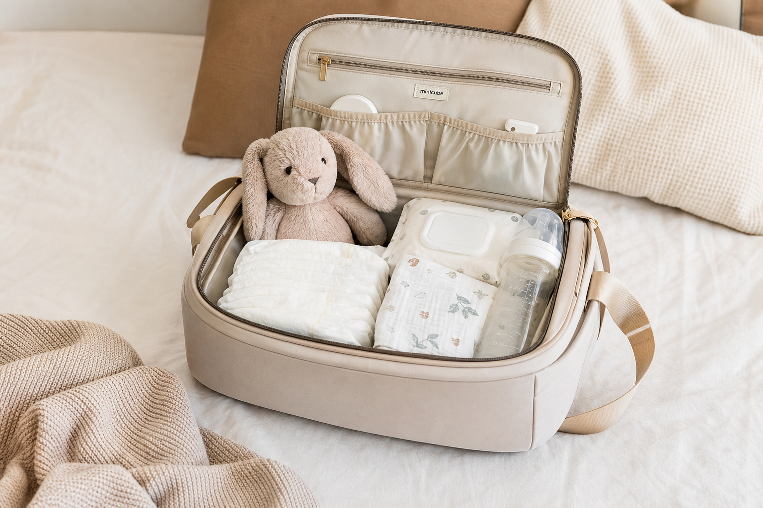 Tips for Traveling with Your Baby 17 traveling with a baby — organized diaper bag packed with essentials for a trip