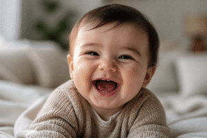 Laughing baby watching funny videos