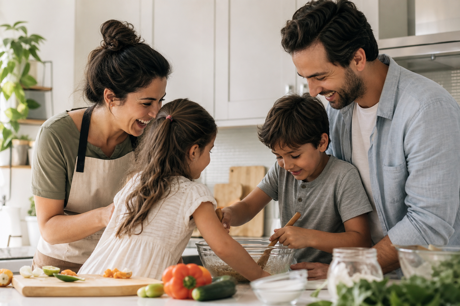 Top Ten Secrets for a Happy Family 16 Family tips — cooking together in the kitchen