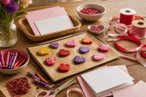 Valentine's Day gifts for kids with homemade crayon hearts