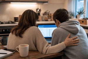 cyberbullying and sexting talk - parent and teen having conversation about online safety