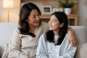 how to show your teenager you love them — parent hugging teen at home